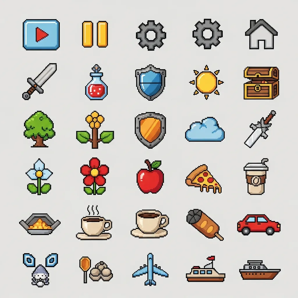 Icon pixel art collection