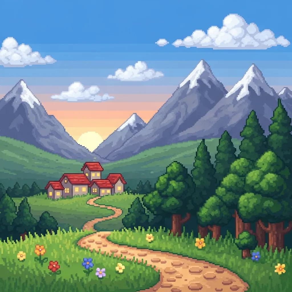 Scene pixel art illustration